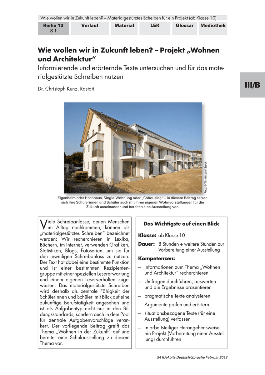 Wie wollen wir in Zukunft leben? – Projekt „Wohnen und Architektur“ Wie wollen wir in Zukunft leben? – Projekt „Wohnen und Architektur“