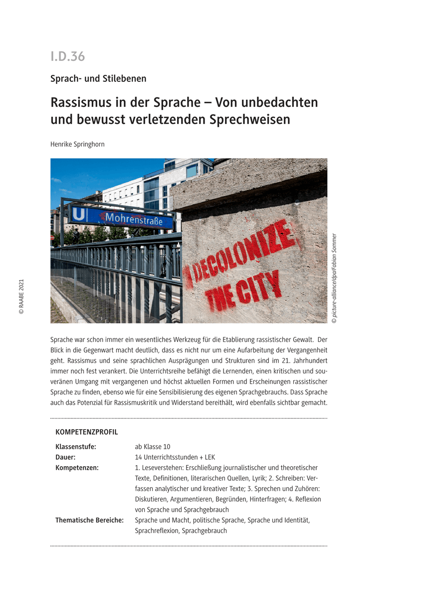 Rassismus in der Sprache Rassismus in der Sprache