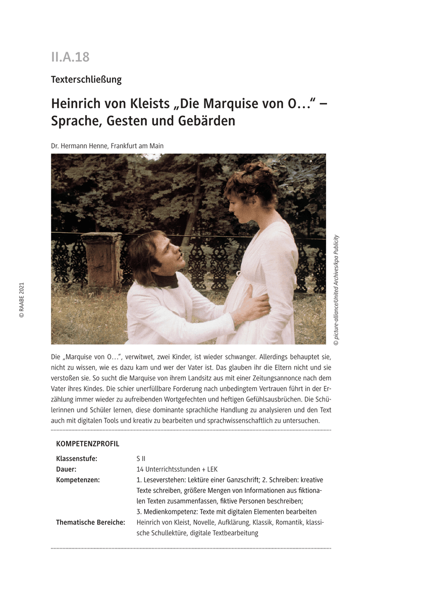 Heinrich von Kleists „Die Marquise von O…“ Heinrich von Kleists „Die Marquise von O…“