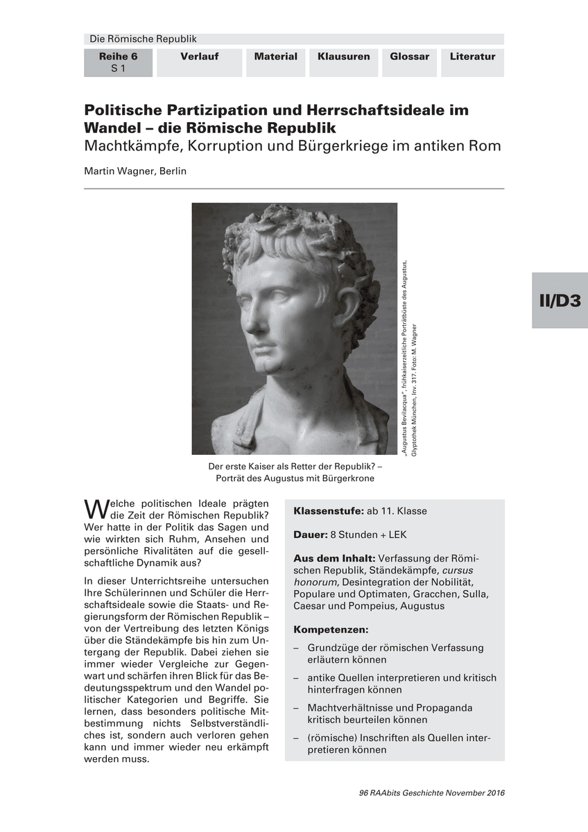 Politische Partizipation und Herrschaftsideale im Wandel – die Römische Republik Politische Partizipation und Herrschaftsideale im Wandel – die Römische Republik