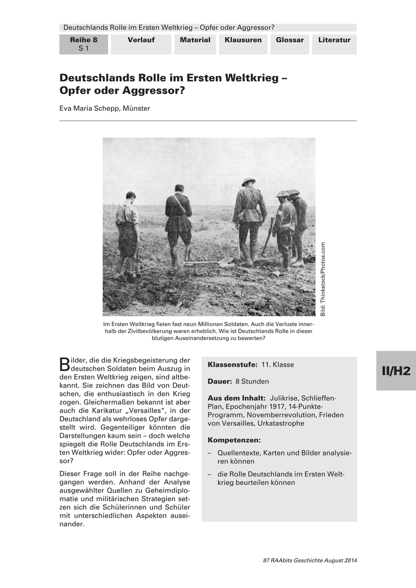 Deutschlands Rolle im Ersten Weltkrieg Deutschlands Rolle im Ersten Weltkrieg