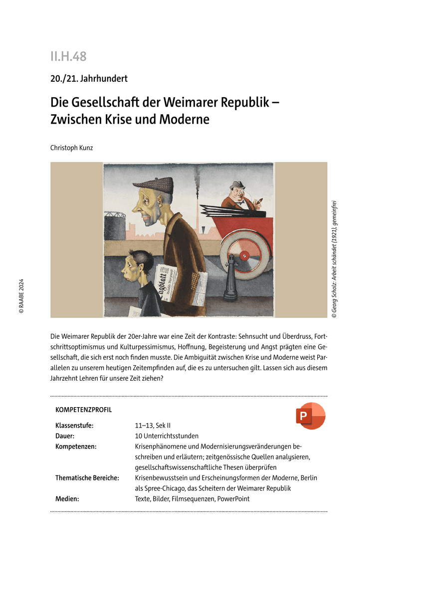 Die Gesellschaft der Weimarer Republik Die Gesellschaft der Weimarer Republik