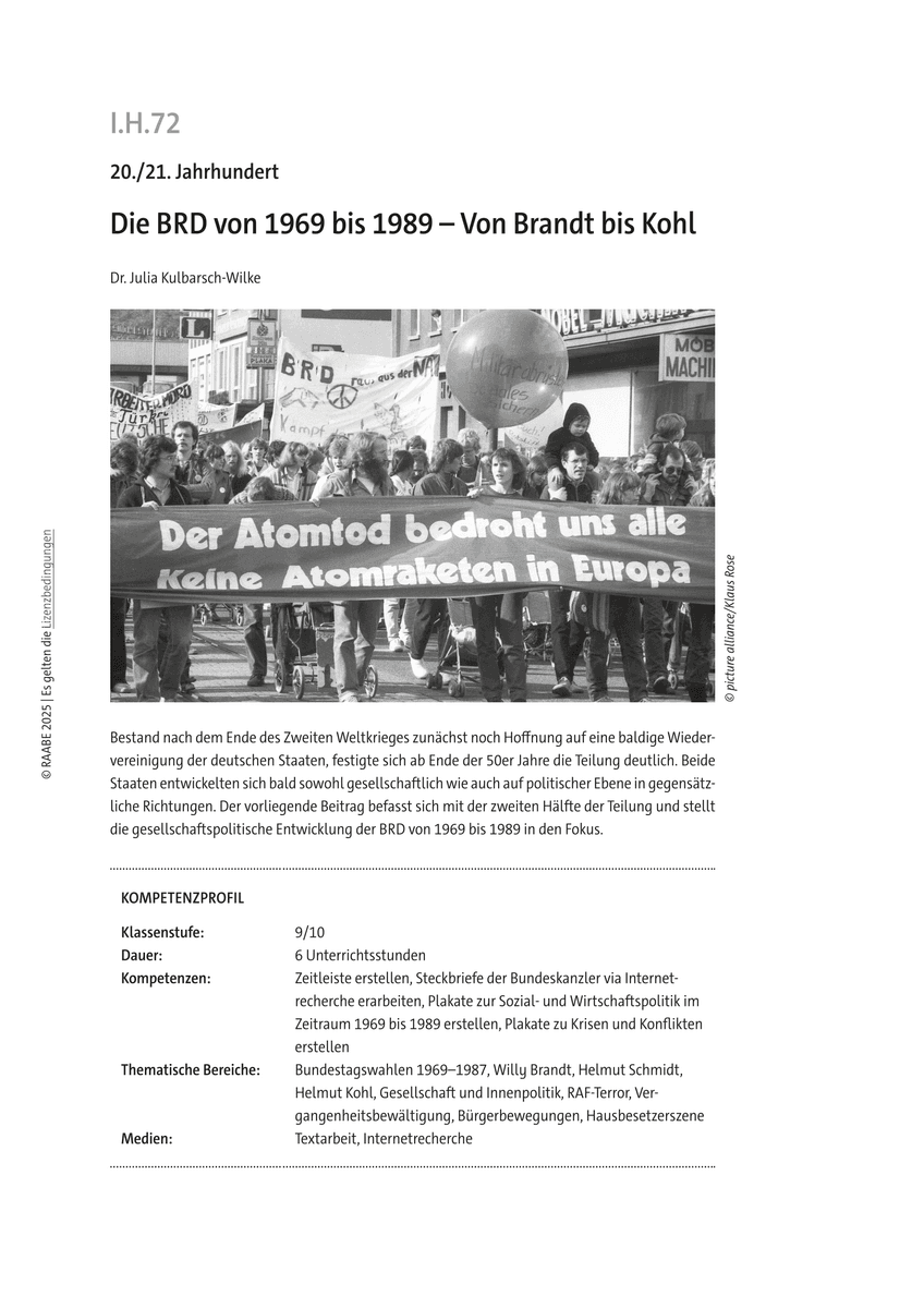 Die BRD von 1969 bis 1989 Die BRD von 1969 bis 1989