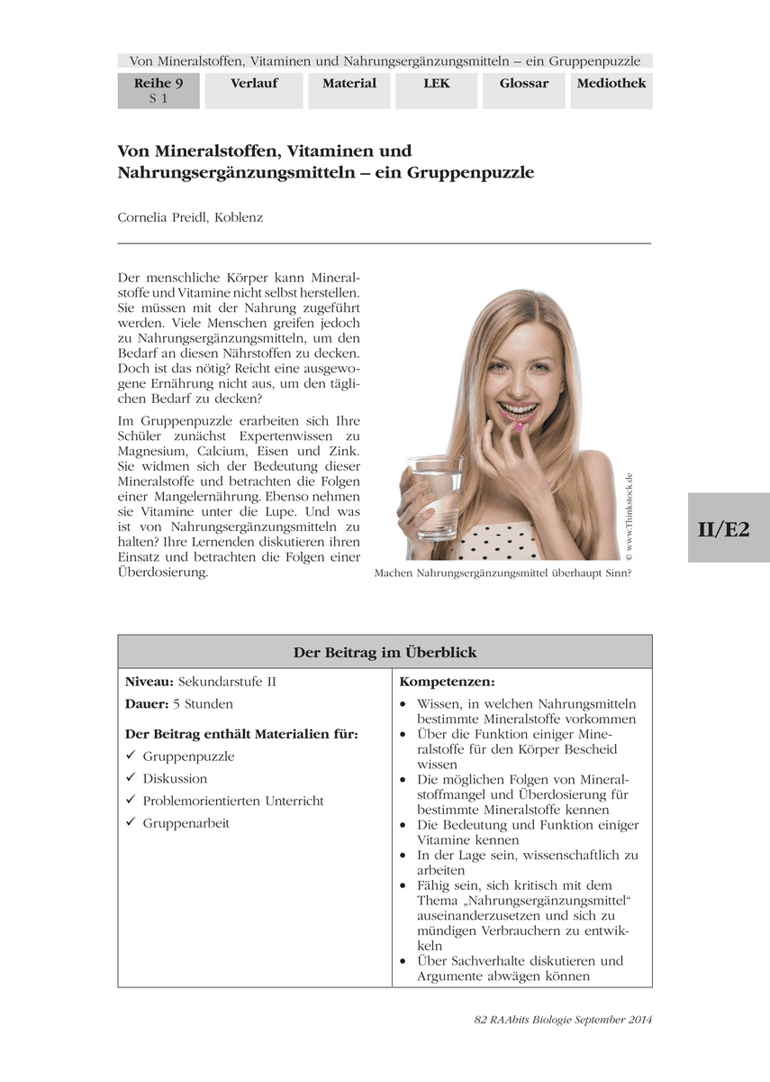 Von Mineralstoffen, Vitaminen und Nahrungsergänzungsmitteln Von Mineralstoffen, Vitaminen und Nahrungsergänzungsmitteln