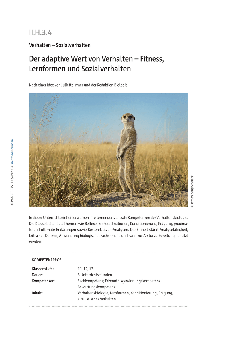 Der adaptive Wert von Verhalten Der adaptive Wert von Verhalten