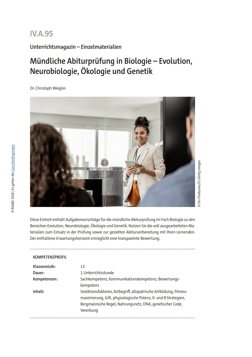 Mündliche Abiturprüfung in Biologie Mündliche Abiturprüfung in Biologie