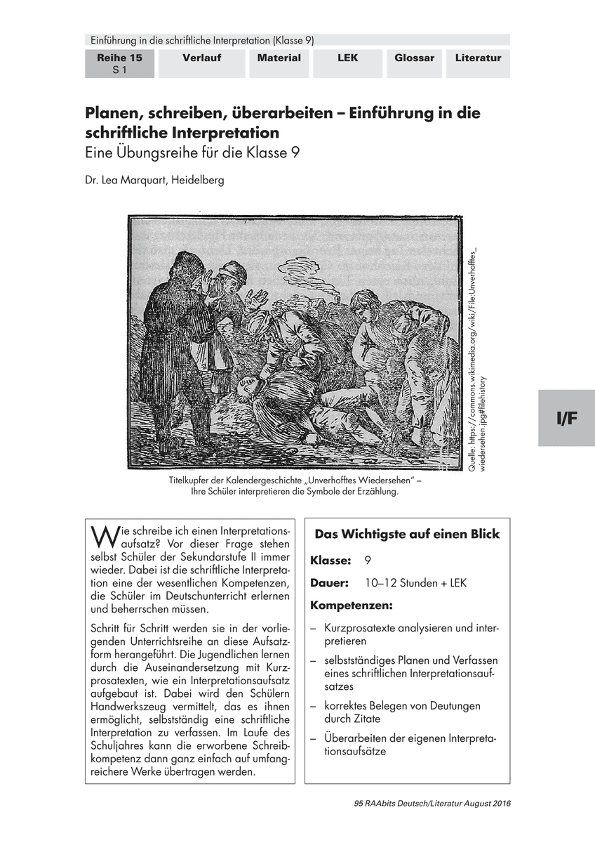 Einführung in die schriftliche Interpretation Einführung in die schriftliche Interpretation