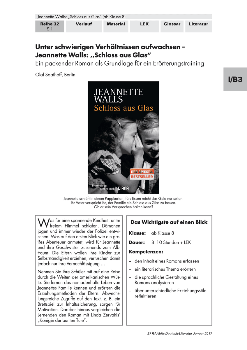 Jeannette Walls: ,,Schloss aus Glas“ Jeannette Walls: ,,Schloss aus Glas“