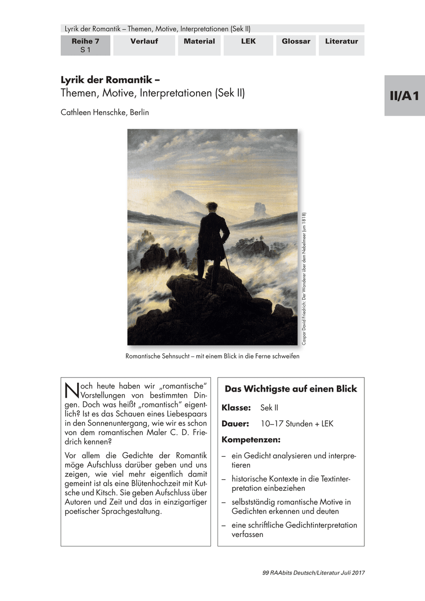 Lyrik der Romantik Lyrik der Romantik