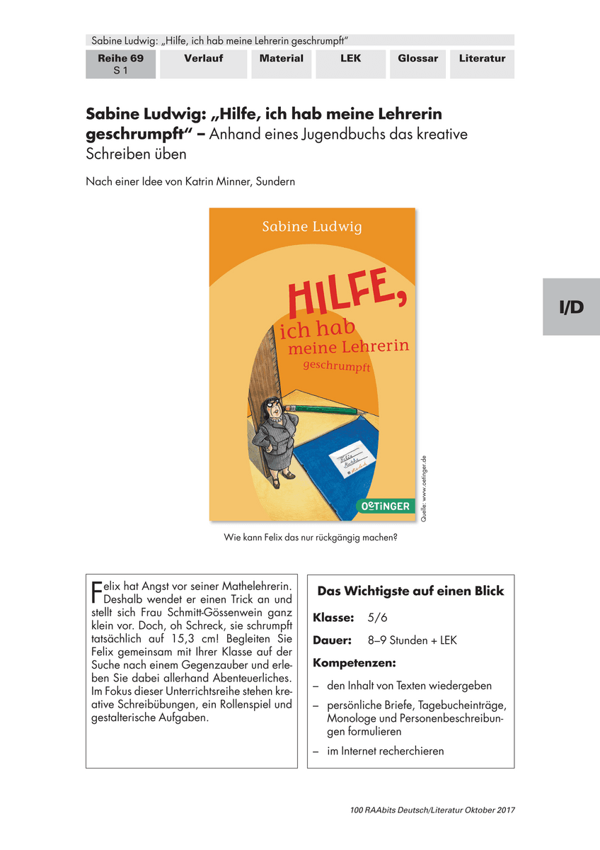 Sabine Ludwig: „Hilfe, ich hab meine Lehrerin geschrumpft“ Sabine Ludwig: „Hilfe, ich hab meine Lehrerin geschrumpft“
