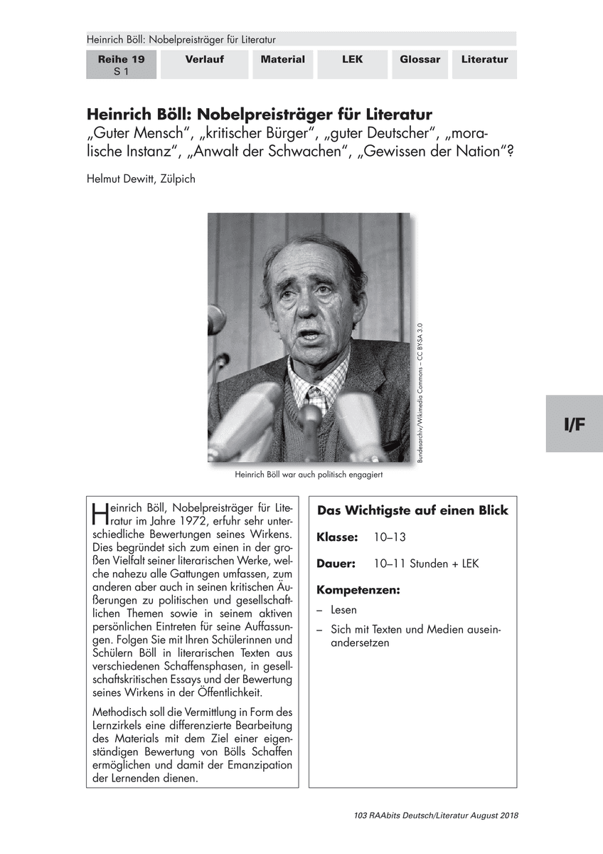 Heinrich Böll: Nobelpreisträger für Literatur Heinrich Böll: Nobelpreisträger für Literatur