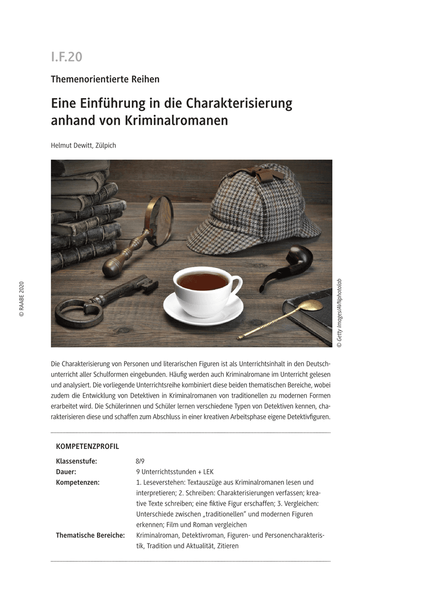 Eine Einführung in die Charakterisierung anhand von Kriminalromanen Eine Einführung in die Charakterisierung anhand von Kriminalromanen