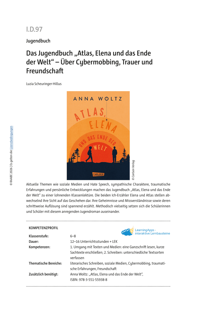 Das Jugendbuch „Atlas, Elena und das Ende der Welt“ Das Jugendbuch „Atlas, Elena und das Ende der Welt“