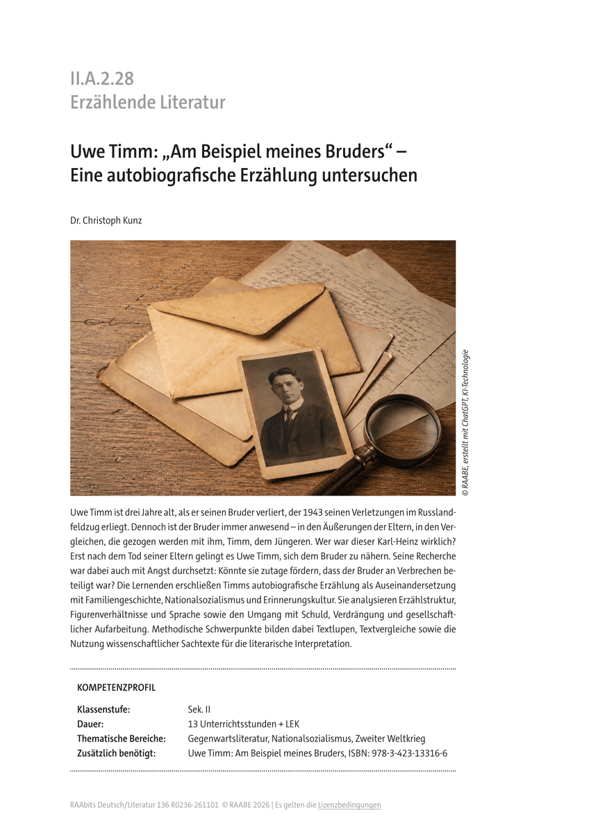 Uwe Timm: „Am Beispiel meines Bruders“ Uwe Timm: „Am Beispiel meines Bruders“