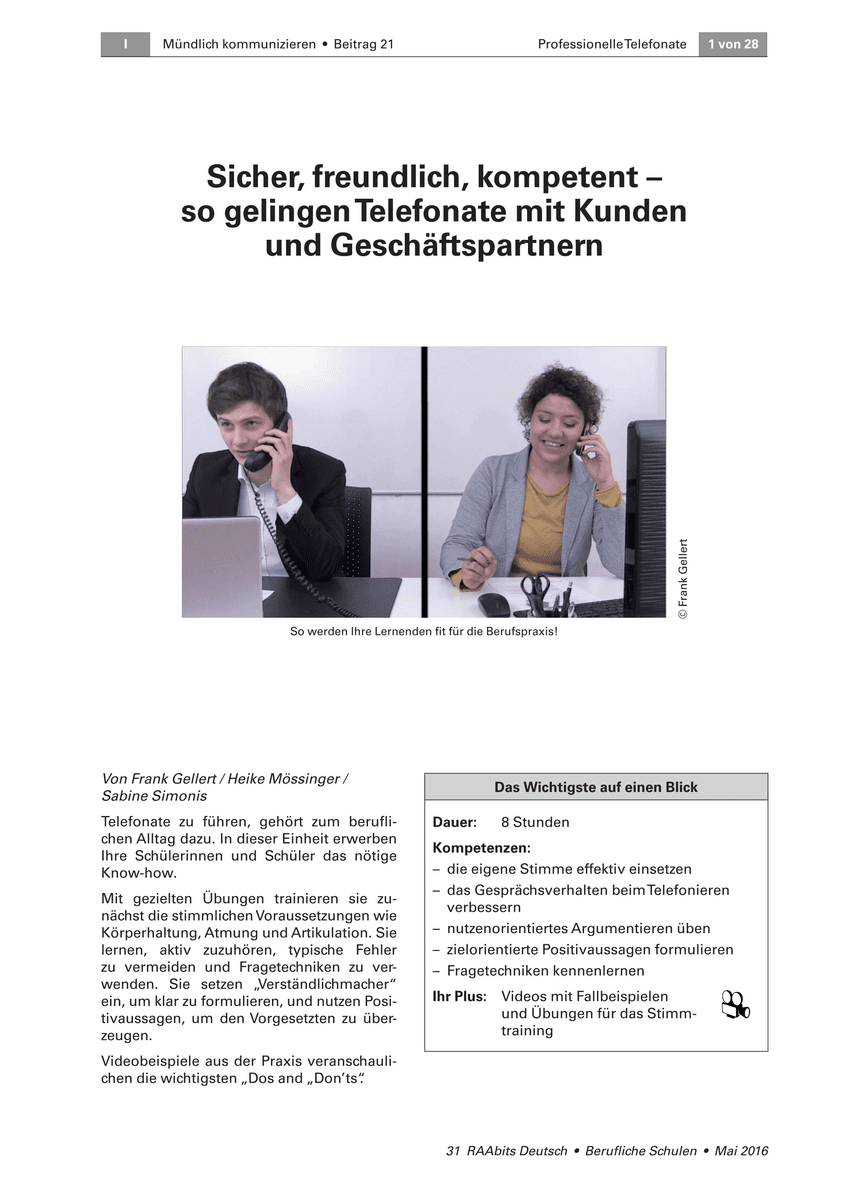 So gelingen Telefonate mit Kunden und Geschäftspartnern So gelingen Telefonate mit Kunden und Geschäftspartnern