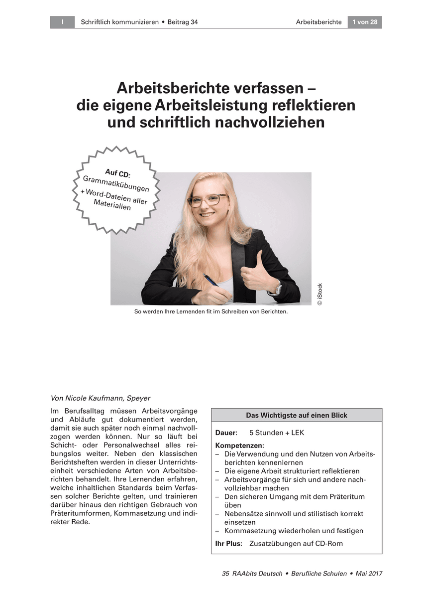 Arbeitsberichte verfassen Arbeitsberichte verfassen