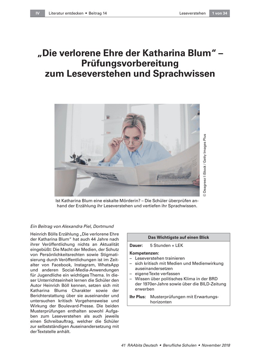 „Die verlorene Ehre der Katharina Blum“ „Die verlorene Ehre der Katharina Blum“