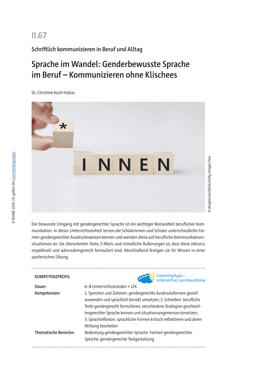 Sprache im Wandel: Genderbewusste Sprache im Beruf Sprache im Wandel: Genderbewusste Sprache im Beruf