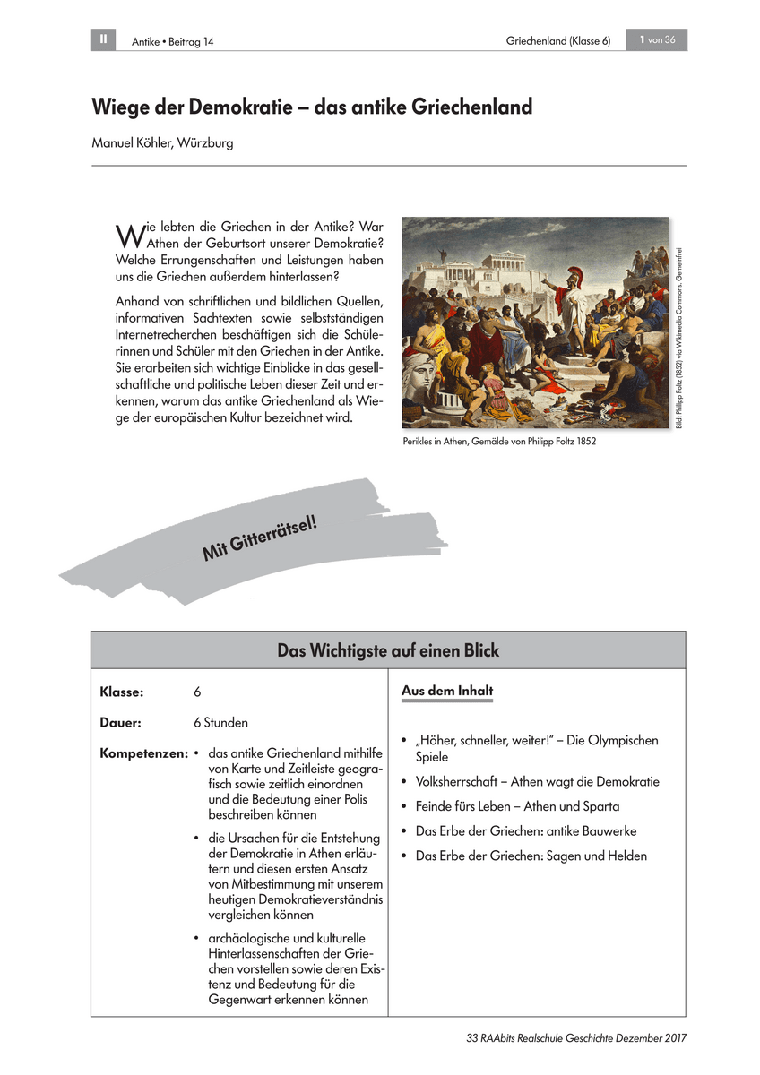 Wiege der Demokratie Wiege der Demokratie