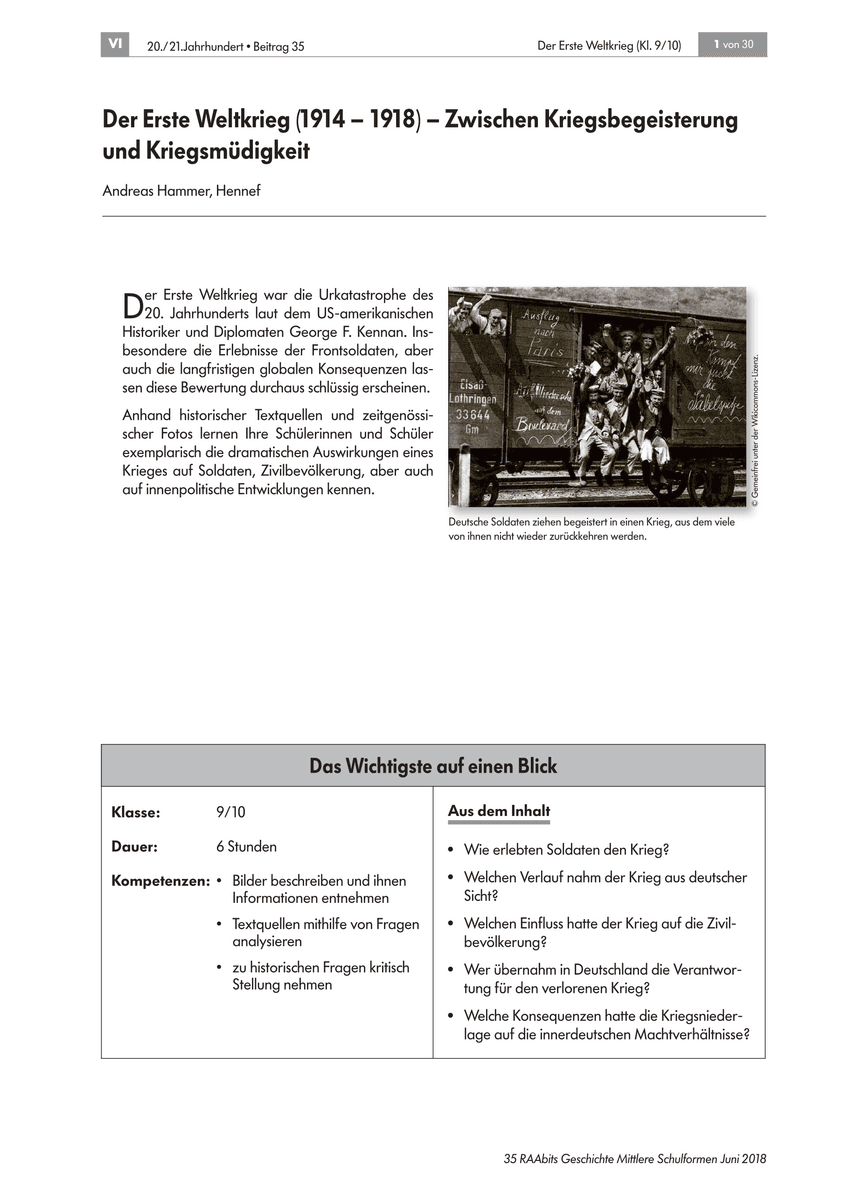 Der Erste Weltkrieg (1914-1918) Der Erste Weltkrieg (1914-1918)