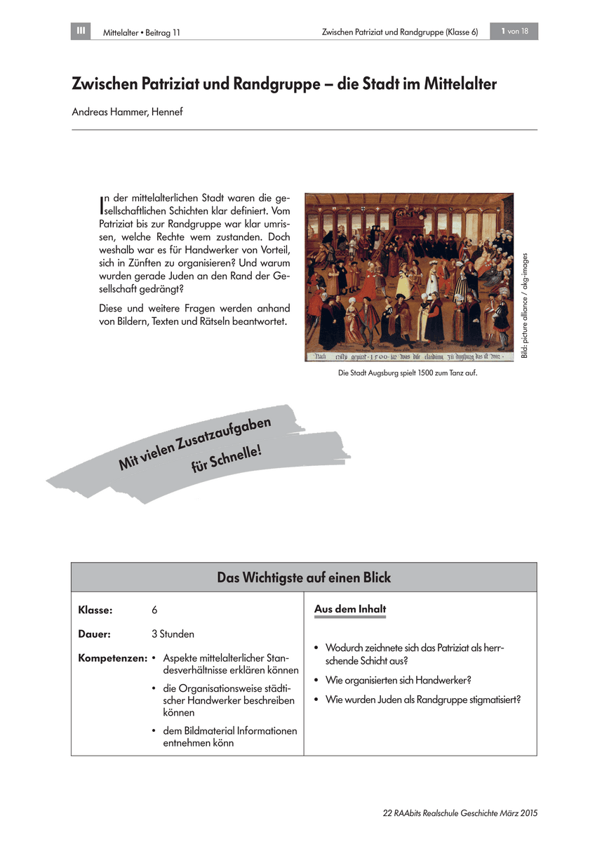 Zwischen Patriziat und Randgruppe Zwischen Patriziat und Randgruppe