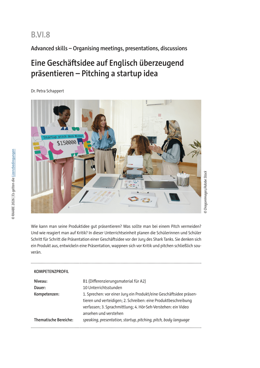 Eine Geschäftsidee auf Englisch überzeugend präsentieren Eine Geschäftsidee auf Englisch überzeugend präsentieren