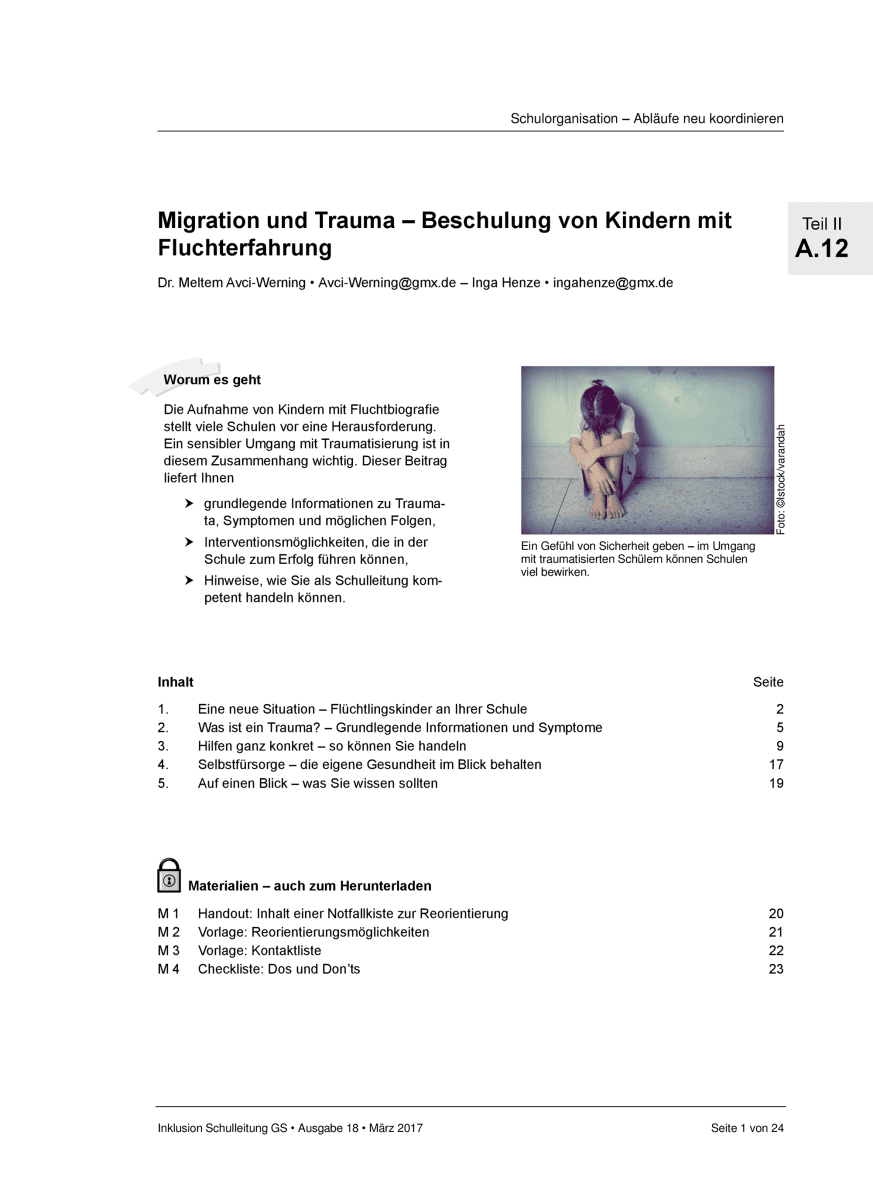 Migration und Trauma - Beschulung von Kindern mit Fluchterfahrung Migration und Trauma - Beschulung von Kindern mit Fluchterfahrung