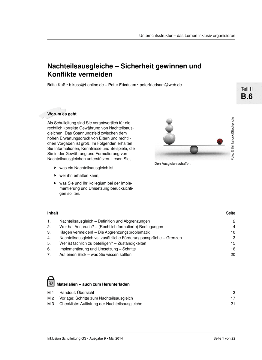 Nachteilsausgleiche - Sicherheit gewinnen und Konflikte vermeiden Nachteilsausgleiche - Sicherheit gewinnen und Konflikte vermeiden