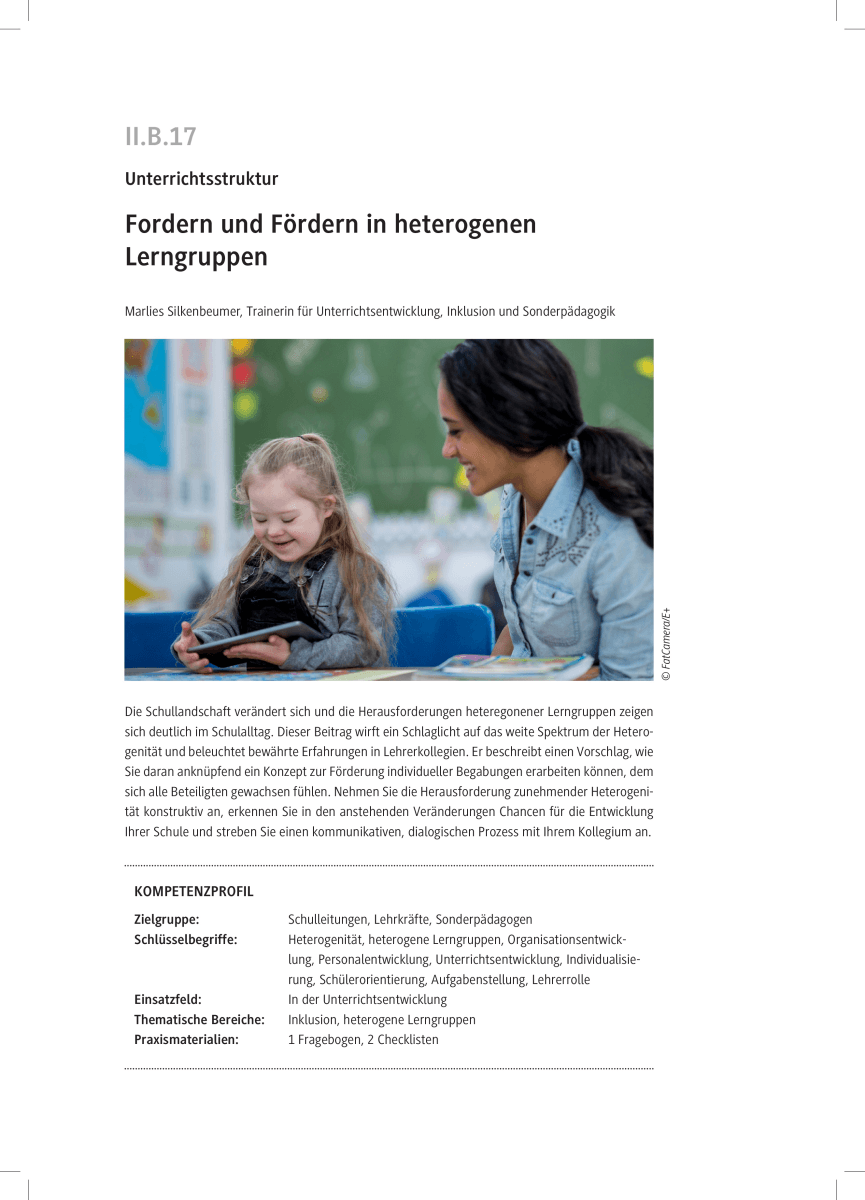 Fordern und Fördern in heterogenen Lerngruppen Fordern und Fördern in heterogenen Lerngruppen