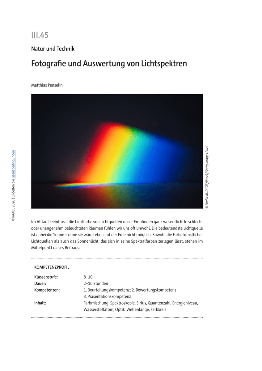 Fotografie und Auswertung von Lichtspektren Fotografie und Auswertung von Lichtspektren
