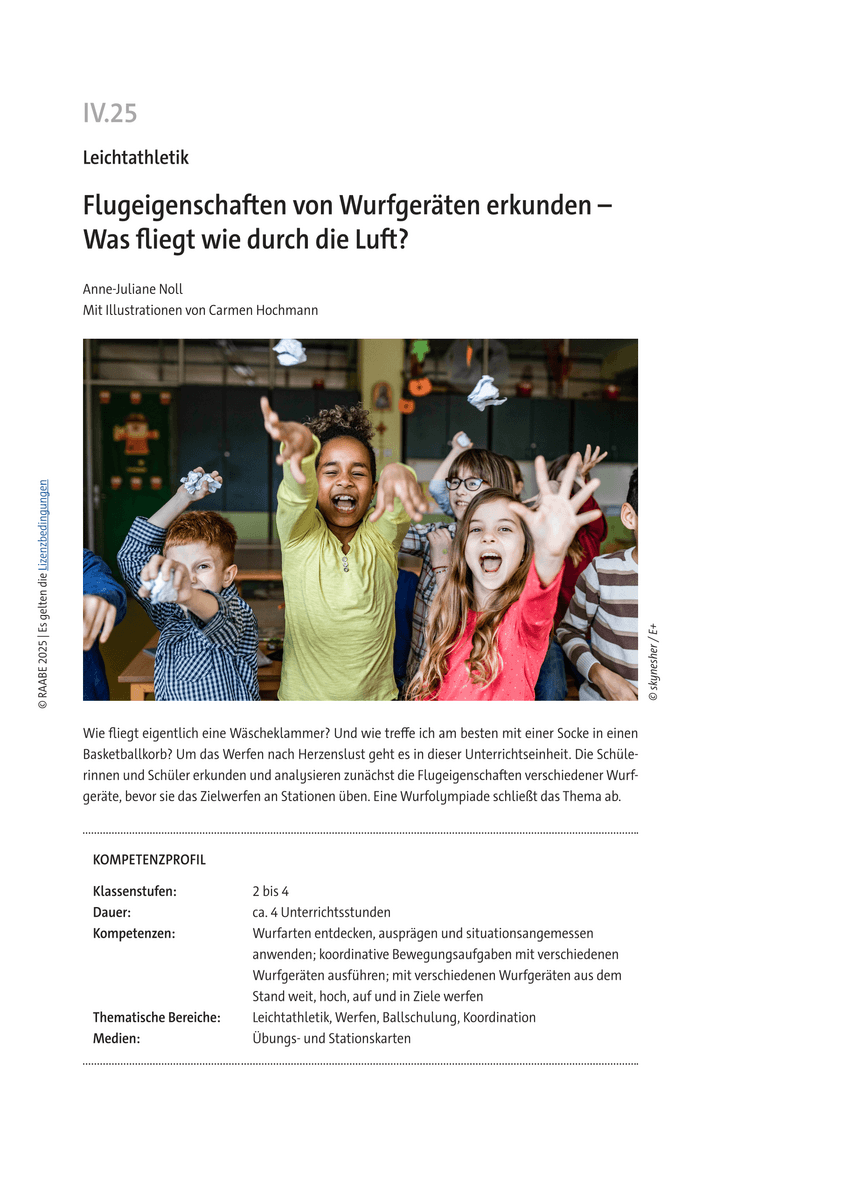 Flugeigenschaften von Wurfgeräten erkunden Flugeigenschaften von Wurfgeräten erkunden