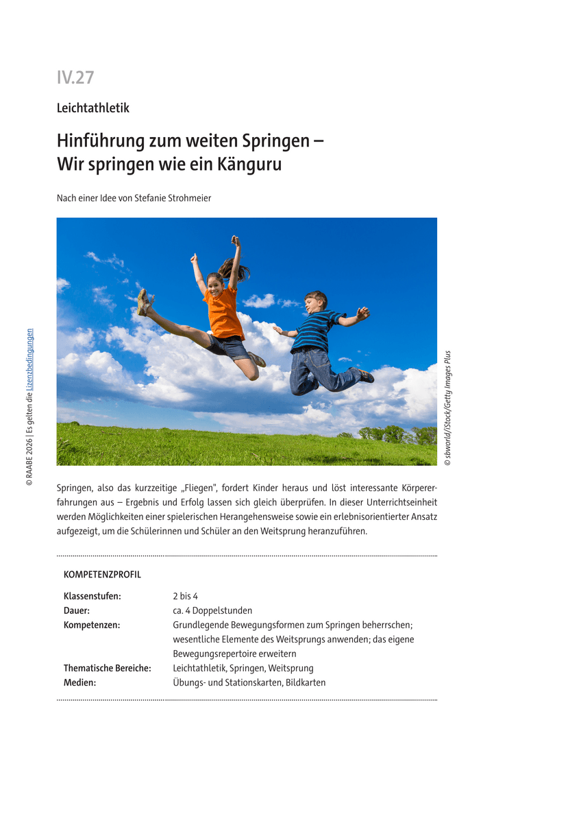 Hinführung zum weiten Springen Hinführung zum weiten Springen