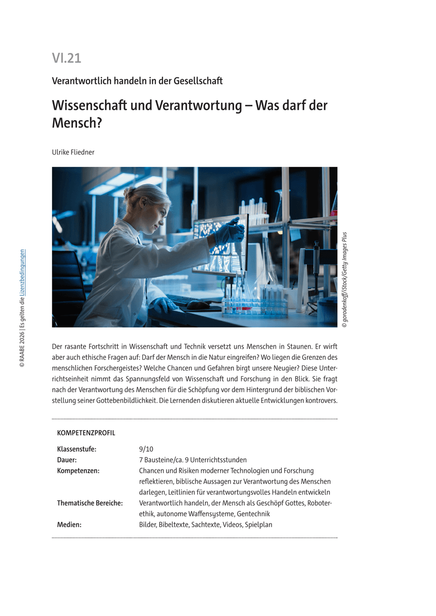 Wissenschaft und Verantwortung Wissenschaft und Verantwortung