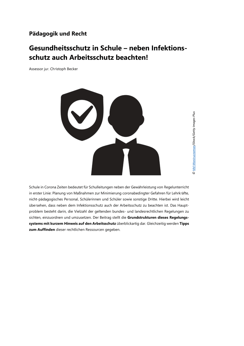 Gesundheitsschutz in der Schule Gesundheitsschutz in der Schule