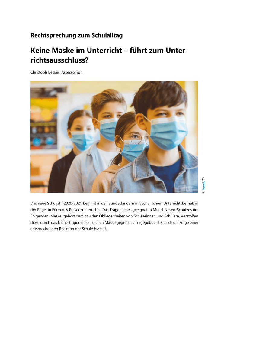 Keine Maske im Unterricht Keine Maske im Unterricht