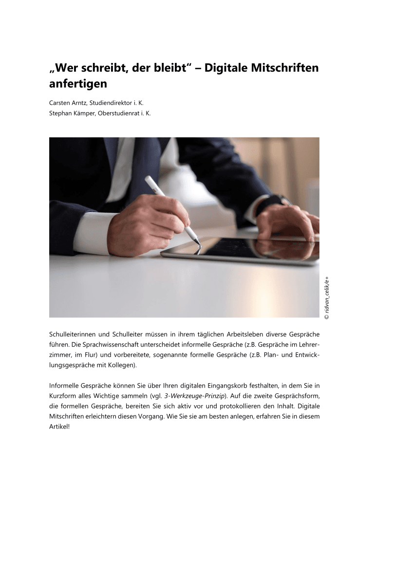 Digitale Mitschriften im Schulleitungsalltag Digitale Mitschriften im Schulleitungsalltag