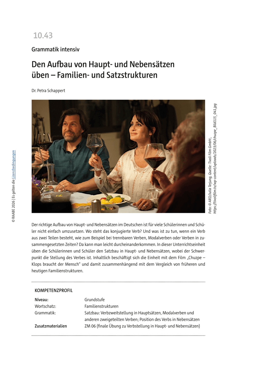 Den Aufbau von Haupt- und Nebensätzen üben Den Aufbau von Haupt- und Nebensätzen üben