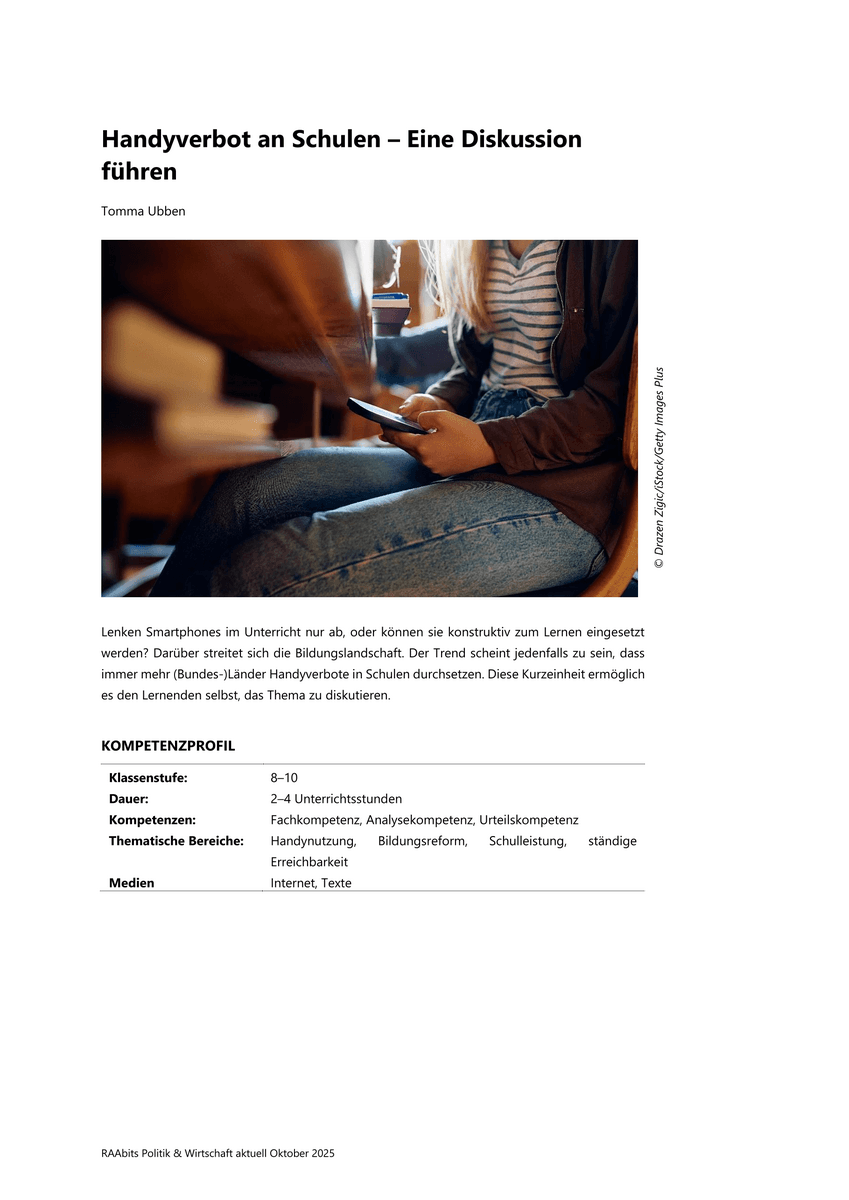 Handyverbot an Schulen Handyverbot an Schulen