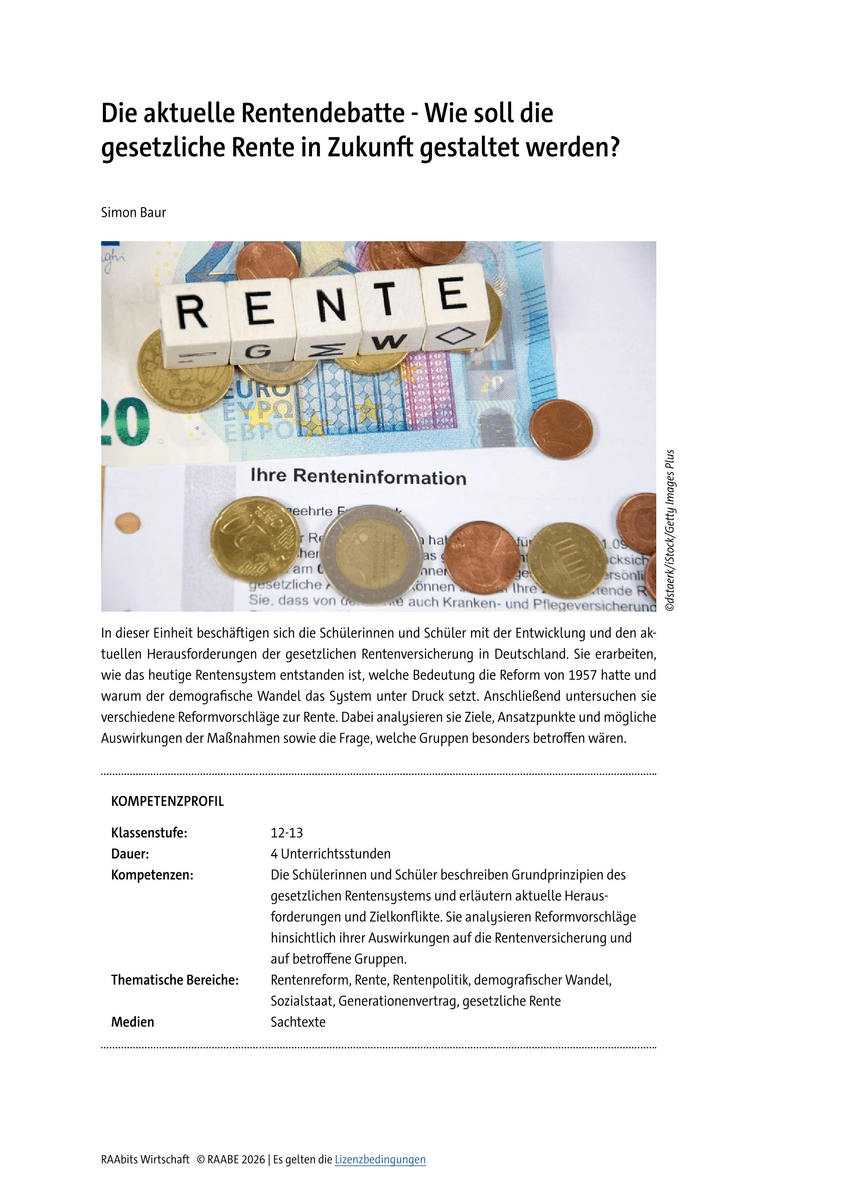Die aktuelle Rentendebatte Die aktuelle Rentendebatte