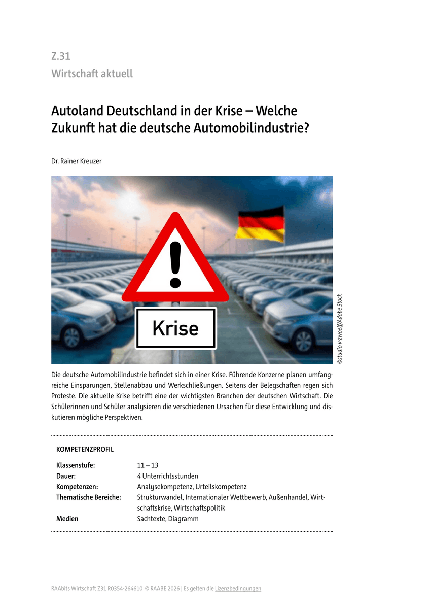 Autoland Deutschland in der Krise Autoland Deutschland in der Krise