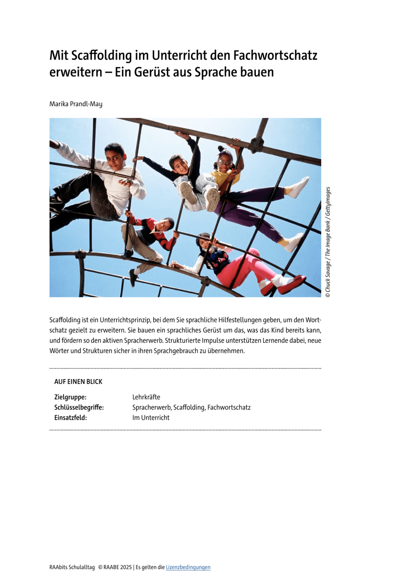 Mit Scaffolding im Unterricht den Fachwortschatz erweitern Mit Scaffolding im Unterricht den Fachwortschatz erweitern
