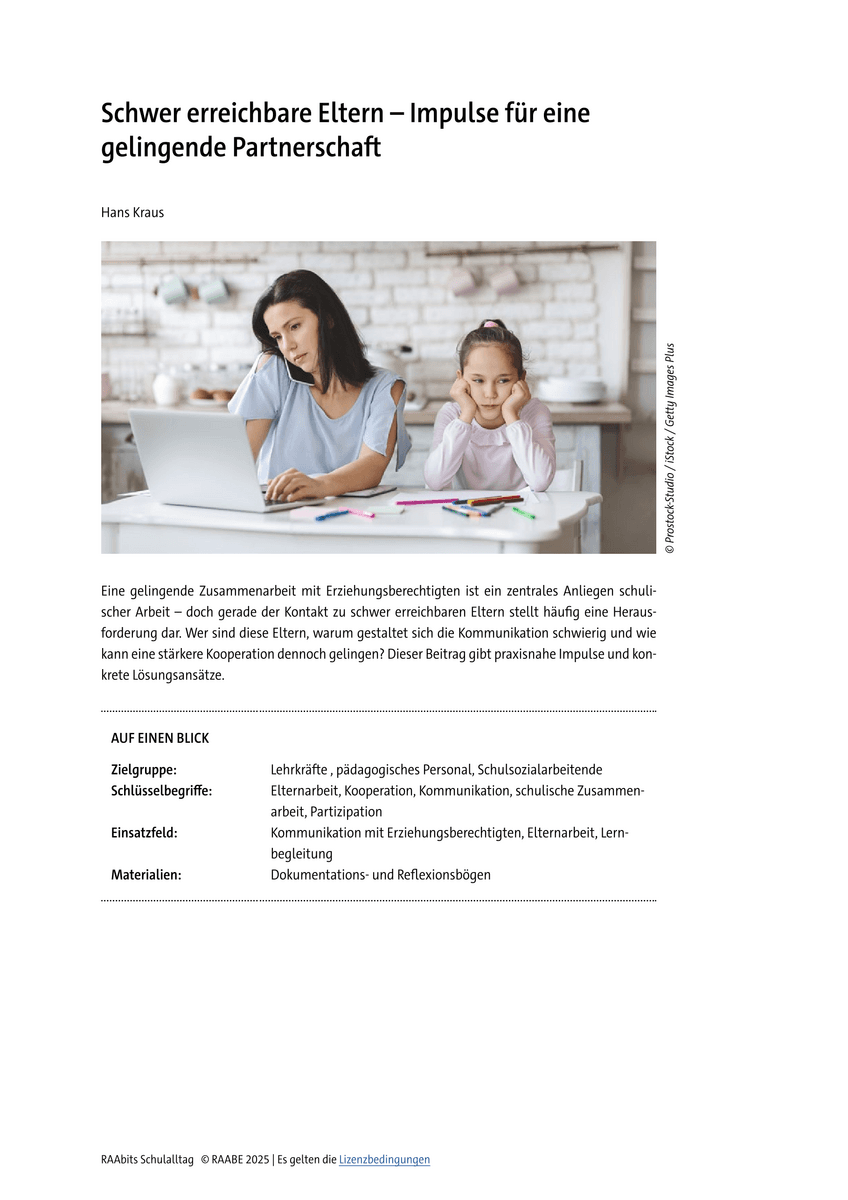 Schwer erreichbare Eltern Schwer erreichbare Eltern