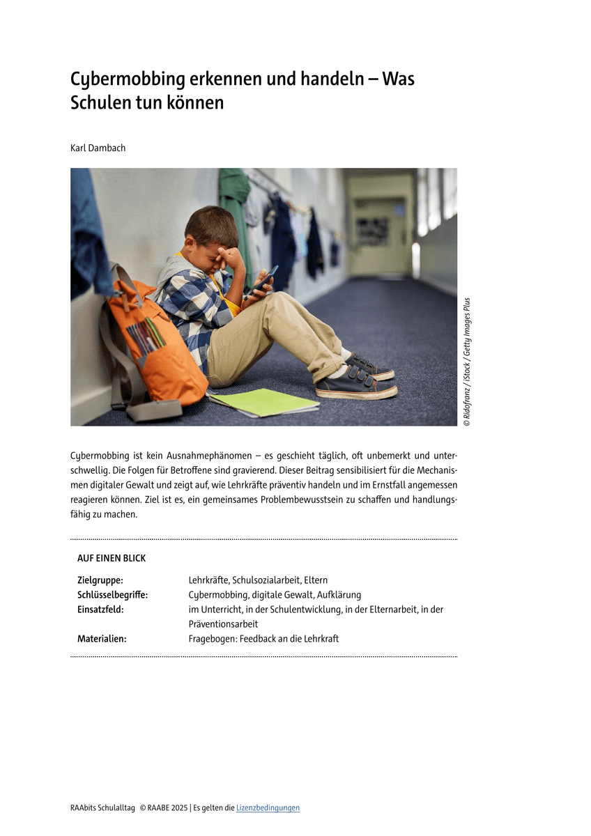 Cybermobbing erkennen und handeln Cybermobbing erkennen und handeln