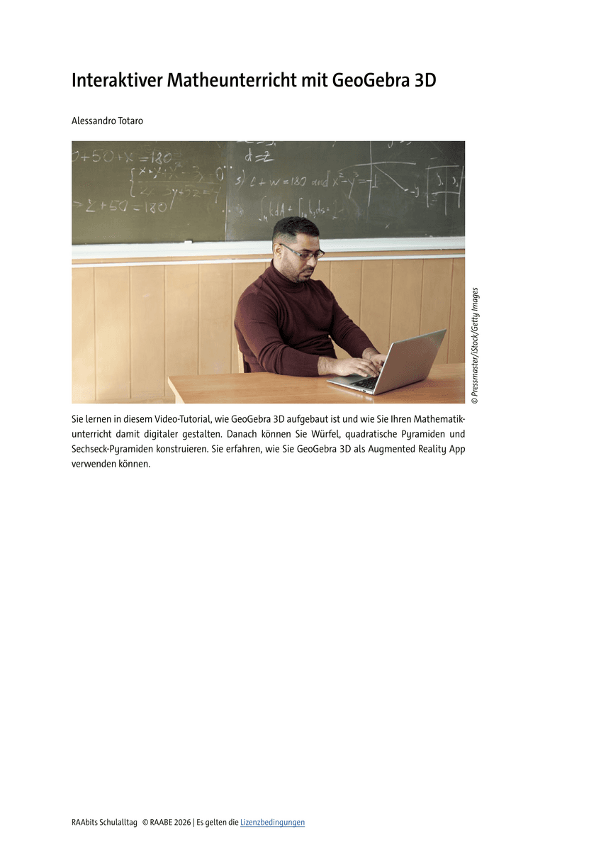 Interaktiver Matheunterricht mit GeoGebra 3D Interaktiver Matheunterricht mit GeoGebra 3D