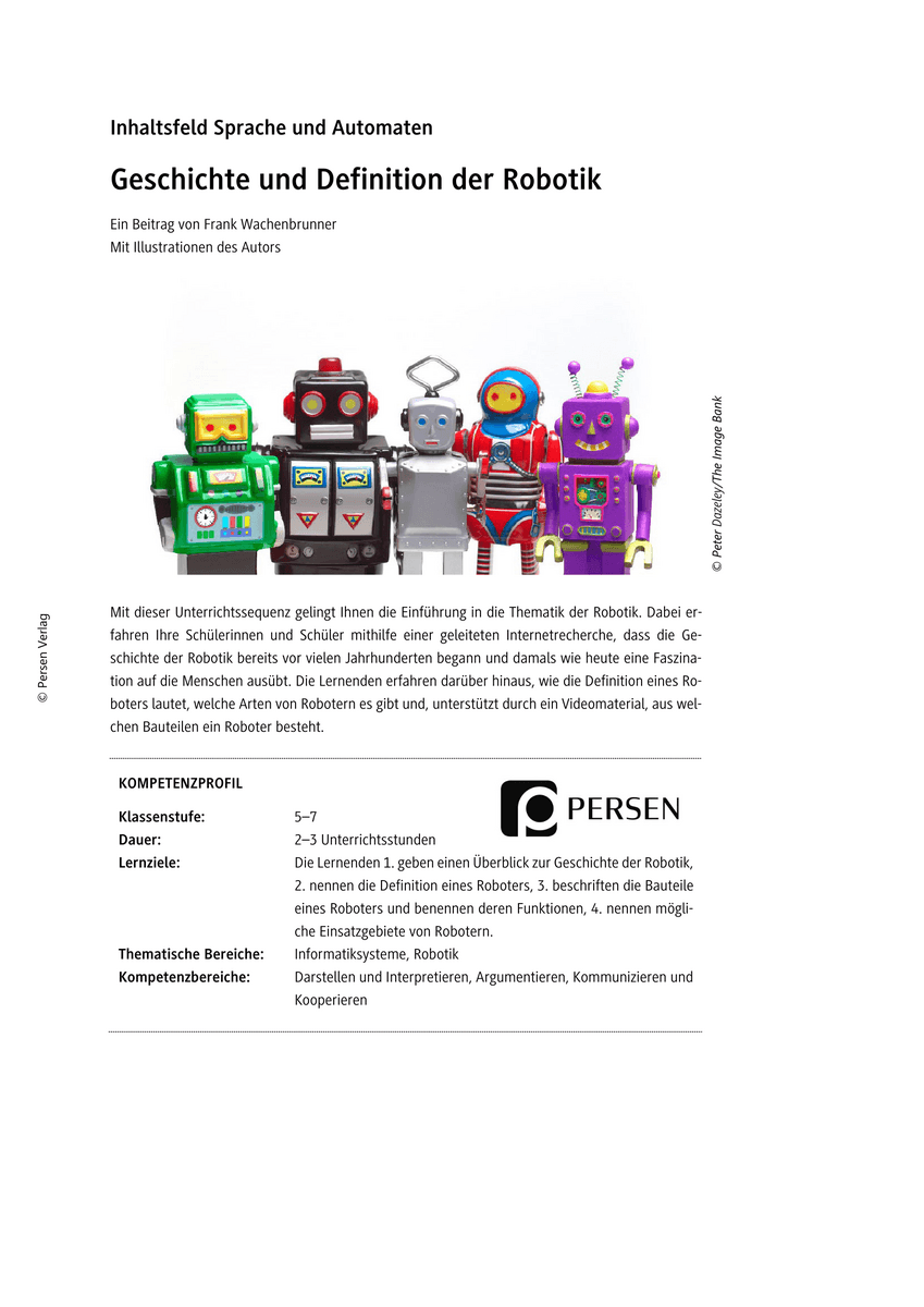 Geschichte und Definition der Robotik Geschichte und Definition der Robotik