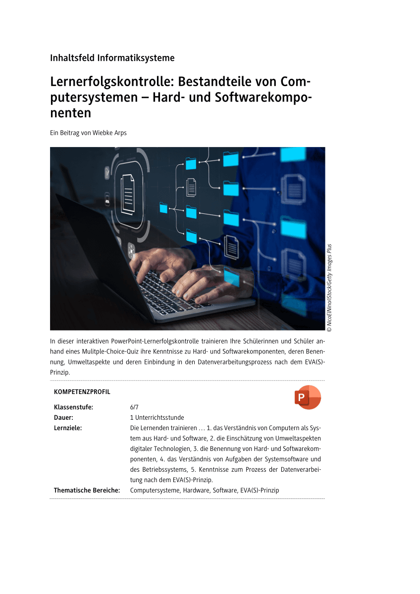 Lernerfolgskontrolle: Bestandteile von Computersystemen Lernerfolgskontrolle: Bestandteile von Computersystemen