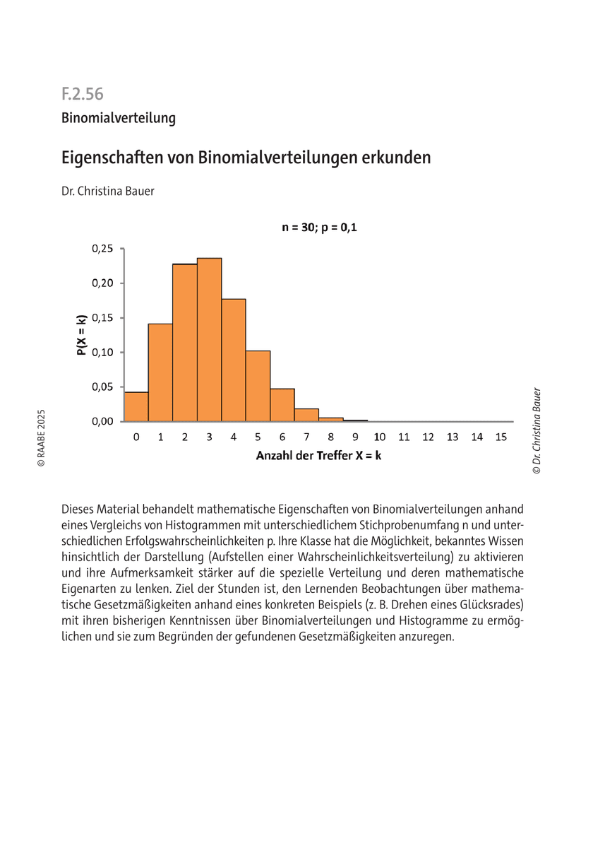 Eigenschaften von Binomialverteilungen erkunden Eigenschaften von Binomialverteilungen erkunden