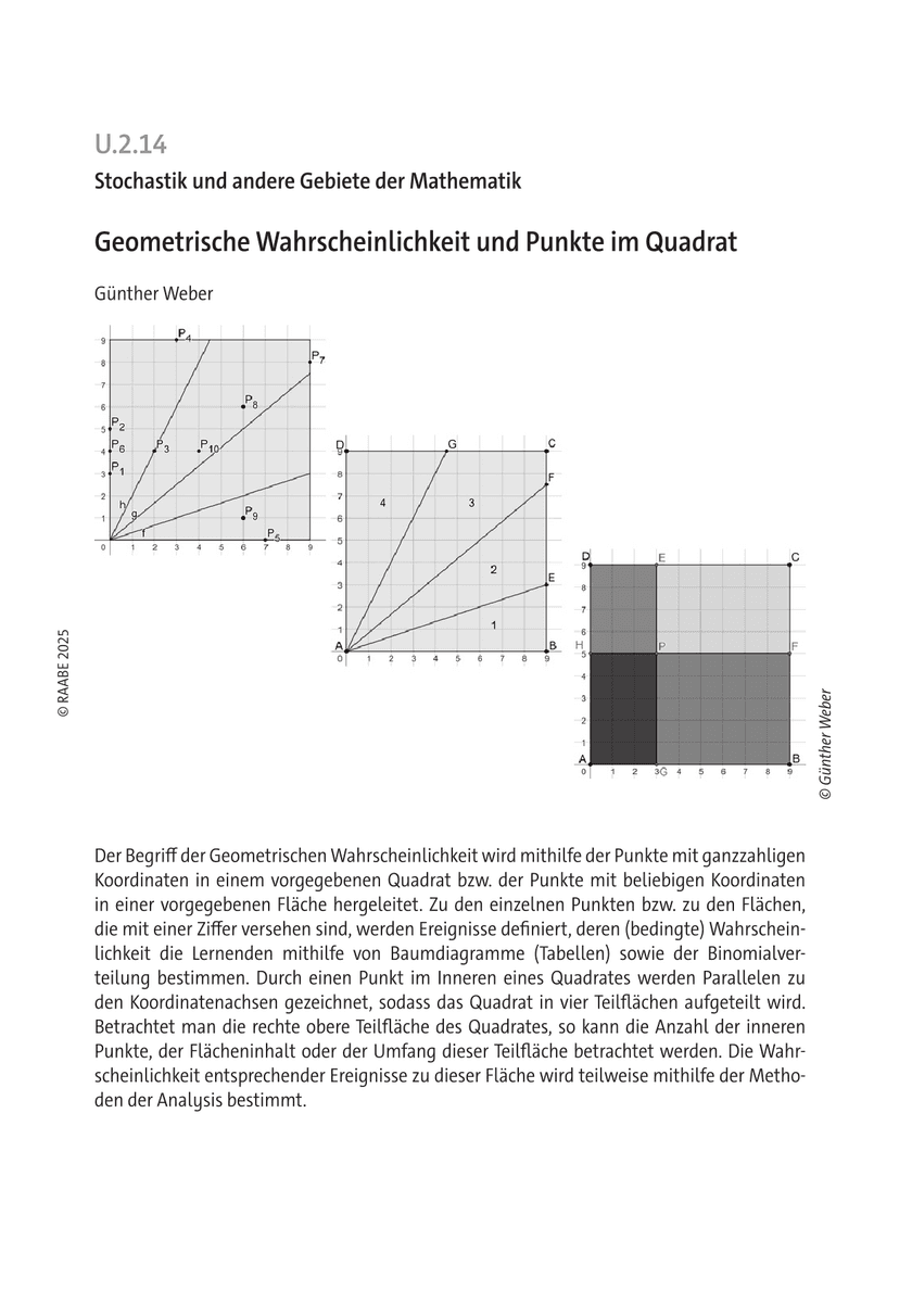 Geometrische Wahrscheinlichkeit und Punkte im Quadrat Geometrische Wahrscheinlichkeit und Punkte im Quadrat