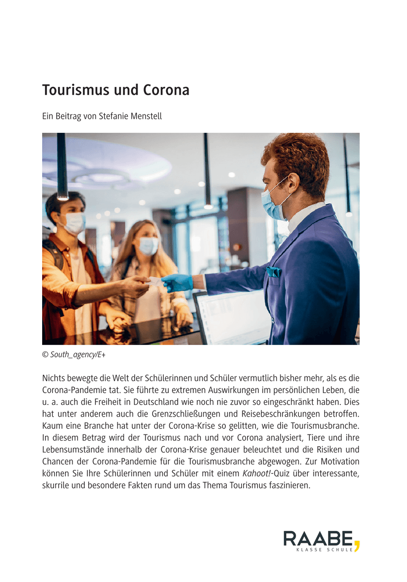 Tourismus und Corona Tourismus und Corona