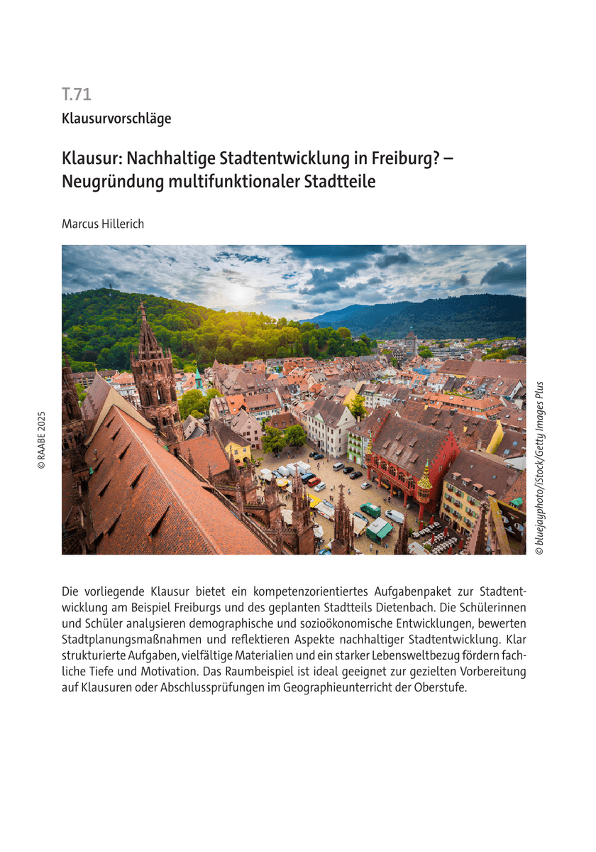 Klausur: Nachhaltige Stadtentwicklung in Freiburg? Klausur: Nachhaltige Stadtentwicklung in Freiburg?